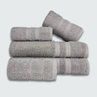 Jogo de Toalha 5 pçs Gigante Felpuda Itália Soft 100% Algodão Cinza
