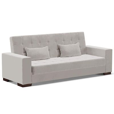 Sofá Cama Decorativo 210Cm Beesley Veludo Cinza - Gran Belo