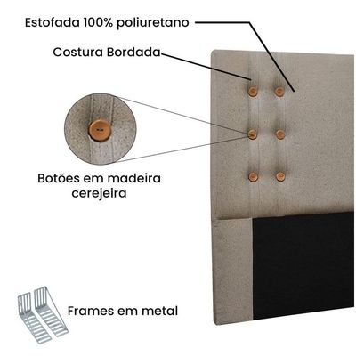 Cabeceira Gênova para Cama Box Casal 140cm Linho Areia
