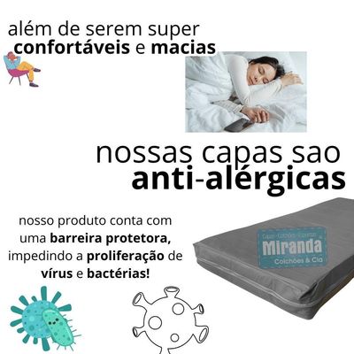 Capa Impermeável Para Colchão Casal Feita Em Napa Hospitalar 138x188x28cm - Cinza