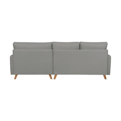 Sofá 5 Lugares Geribá com Chaise Direito Linho Cinza e Preto