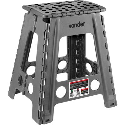 Banqueta Plástica Dobrável 450Mm Cinza Vonder