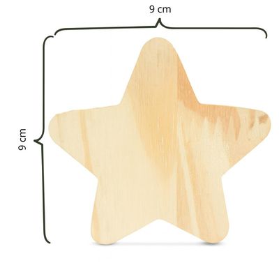 Kit 3 Ganchos Cabideiro de Madeira Pinus Pendurador Parede Formato Estrela Decorativo