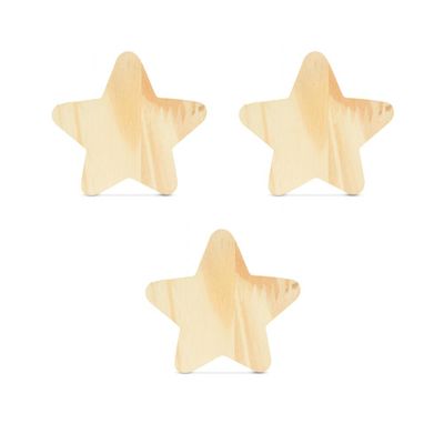 Kit 3 Ganchos Cabideiro de Madeira Pinus Pendurador Parede Formato Estrela Decorativo