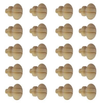 Kit 20 Puxadores de Madeira Redondos Para Móveis Gavetas Armários Modelo Roma Tipo Tapa Furo
