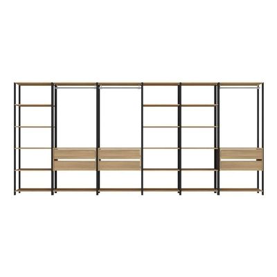 Closet Aberto Modulado Arara Organizadora Com Cabideiro 405cm Allegra Multimóveis Mp4391 Preto/madeirado