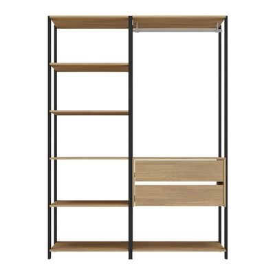 Closet Aberto Modulado Arara Organizadora Com Cabideiro 135cm Allegra Multimóveis Mp4389 Preto/madeirado