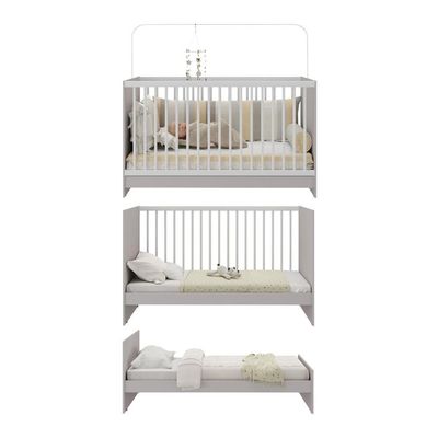 Berço 3 Em 1 Com Colchão Incluso Multimóveis Mp4394 Cinza/branco