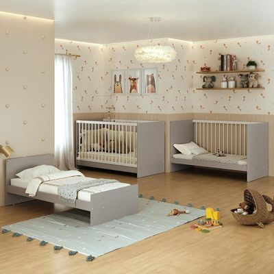 Berço 3 Em 1 Com Colchão Incluso Multimóveis Mp4394 Cinza/branco