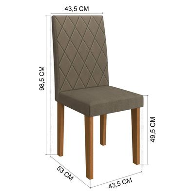 Kit 4 Cadeiras De Jantar Estofadas 43,5cm Multimóveis CR50219 Cacau
