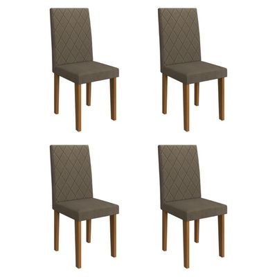 Kit 4 Cadeiras De Jantar Estofadas 43,5cm Multimóveis CR50219 Cacau