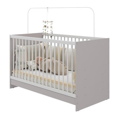Berço 3 Em 1 Para Colchão 60 X 130 Cm Multimóveis Mp0527g - Cinza/branco