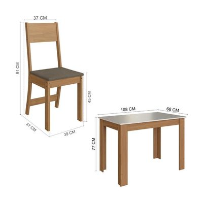 Conjunto Mesa De Jantar 108cm Com 4 Cadeiras Multimóveis CR50204 Cacau Freijó-off White-cacau