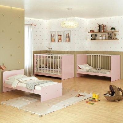 Berço 3 Em 1 Com Colchão Incluso Multimóveis Mp4394 Rosa/branco