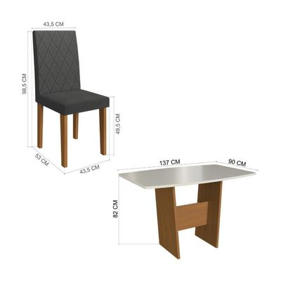 Conjunto Mesa De Jantar 137cm Com 6 Cadeiras Multimóveis CR50211 Freijó-off White-grafite