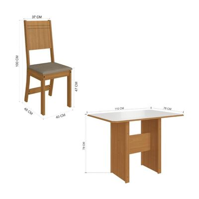 Conjunto Mesa De Jantar 110cm Com 4 Cadeiras Multimóveis CR50206 Cacau Freijó-off White-cacau