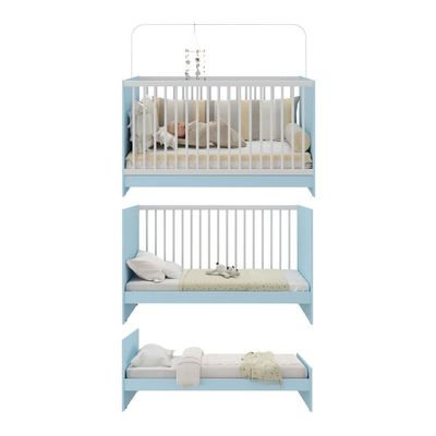 Berço 3 Em 1 Para Colchão 60 X 130 Cm Multimóveis Mp0527g - Azul/branco