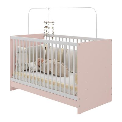 Berço 3 Em 1 Para Colchão 60 X 130 Cm Multimóveis Mp0527g - Rosa/branco