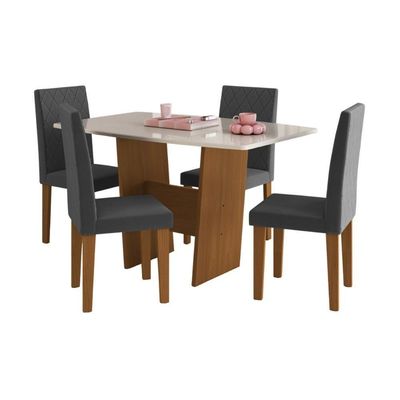 Conjunto Mesa De Jantar 137cm Com 4 Cadeiras Multimóveis CR50210 Freijó-off White-grafite