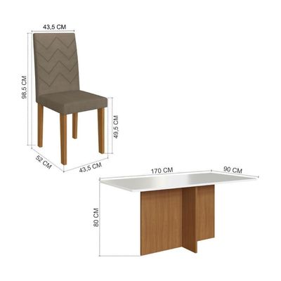Conjunto Mesa De Jantar 170cm Com 6 Cadeiras Multimóveis CR50209 Cacau Freijó-off White-cacau
