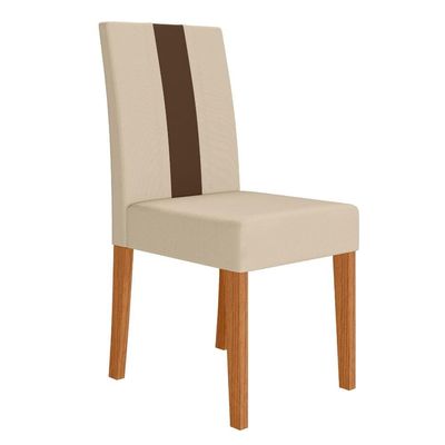 Mesa de Jantar Retangular Poliman Goya com Tampo de Vidro e 6 Cadeiras Revestidas em Suede Freijó/Marfim