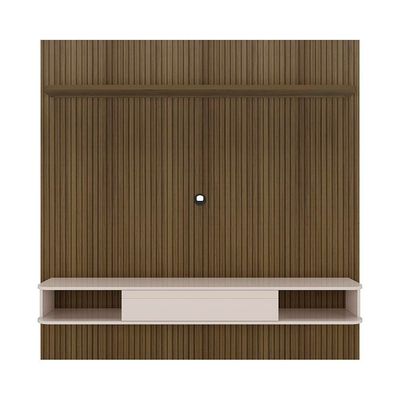 Painel Belluno Artely para TV de até 75 Polegadas com 1 Prateleira e 2 Nichos Pinho Ripado/Off White