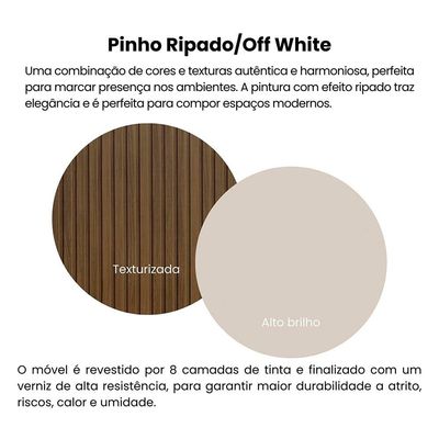 Painel Belluno Artely para TV de até 75 Polegadas com 1 Prateleira e 2 Nichos Pinho Ripado/Off White