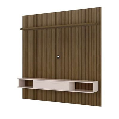 Painel Belluno Artely para TV de até 75 Polegadas com 1 Prateleira e 2 Nichos Pinho Ripado/Off White