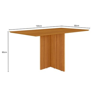 Mesa de Jantar Retangular Poliman Helo com 6 Cadeiras Revestidas em Suede 160cm de Largura Freijó/Suede Bege