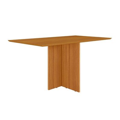 Mesa de Jantar Retangular Poliman Helo com 6 Cadeiras Revestidas em Suede 160cm de Largura Freijó/Suede Bege