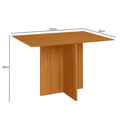 Mesa de Jantar Retangular Poliman Helo com 4 Cadeiras 120 cm de Largura Freijó/Suede Bege