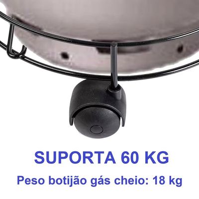 Porta Botijão de Gás Preto PR513 Aço Epóxi com Rodízios Resistente Utimil Preto Brilhante