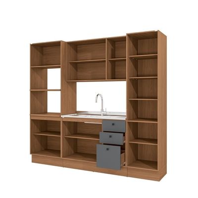 Cozinha Modulada Pixel Kappesberg 100% Mdp Canela-cinza Sagrado-canela 240cm