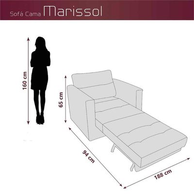 Sofa Cama Poltrona 1 Lugar Solteiro 0,90 Larg Marissol Matrix Suede Capuccino