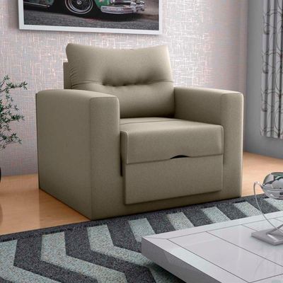 Sofa Cama Poltrona 1 Lugar Solteiro 0,90 Larg Marissol Matrix Suede Capuccino