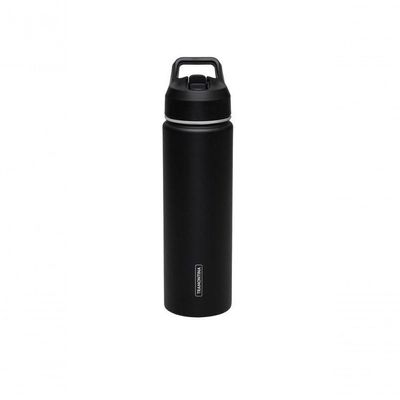 Garrafa Térmica Tramontina Aço Revestido Preta Com Canudo 650ml
