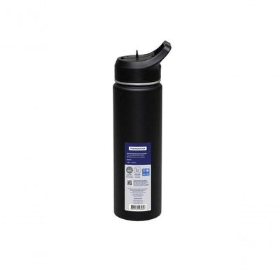 Garrafa Térmica Tramontina Aço Revestido Preta Com Canudo 650ml