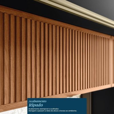 Cozinha Modulada Proença 8 Peças Com Cristaleira E Balcão 120cm Nogueira Touch/Carbono Prime Tx - Demartêz