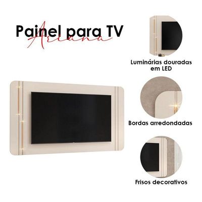 Painel Para Tv Suspenso Ambiente Ariana Off White Dj Móveis