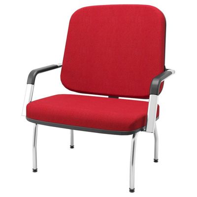 Cadeira De Escritório Recepção Com Braço Fixa Cromada Magno P03 Crepe Vermelho - Lyam Decor
