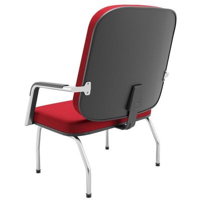 Cadeira De Escritório Recepção Com Braço Fixa Cromada Magno P03 Crepe Vermelho - Lyam Decor