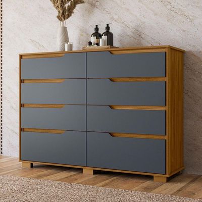 Comoda Georgia 8 Gavetas 147 Cm Moval Freijo Cinza Freijo Cinza
