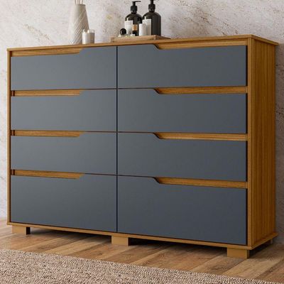 Comoda Georgia 8 Gavetas 147 Cm Moval Freijo Cinza Freijo Cinza