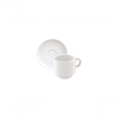 Conjunto Xícara E Pires De Café Tramontina Paola Em Porcelana 100ml 2 Peças