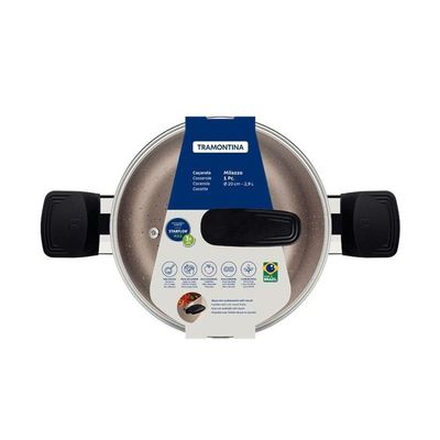 Caçarola Tramontina Milazzo Alumínio 20cm Com Revestimento Antiaderente Starflon Max Amêndoa