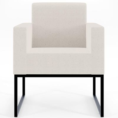 Kit 02 Poltronas Decorativas para Sala e Recepção Base Fixa De Metal Helô L02 Linho Cru - Lyam Decor