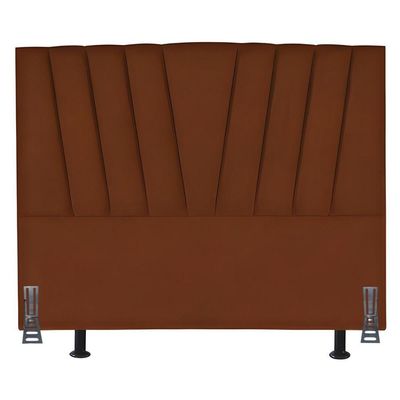 Cabeceira Estofada Solteiro 90 Cm Joana Em Suede Com Frame Terracota