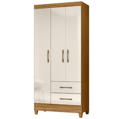 Guarda Roupa Solteiro Lima 3 Portas 182x82 Cm Freijo Off White Moval