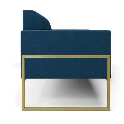 Sofá 2 Lugares Namoradeira Industrial Alta Dourado Marisa Bouclê Azul D03 - D'Rossi