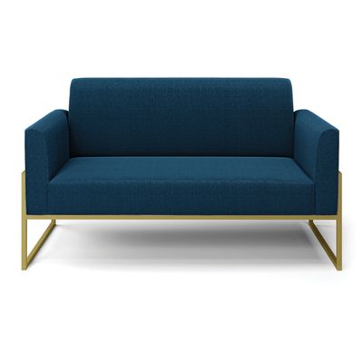 Sofá 2 Lugares Namoradeira Industrial Alta Dourado Marisa Bouclê Azul D03 - D'Rossi